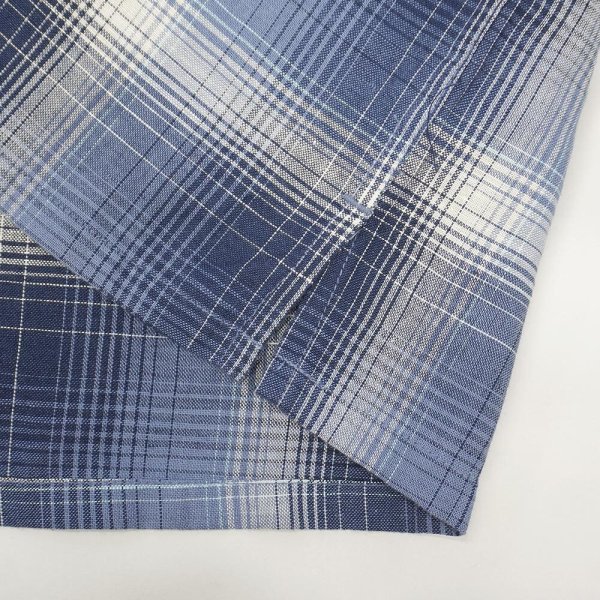 画像4: 00's ST JOHN'S BAY S/S オープンカラーシャツ "Navy Ombre Plaid" (4)