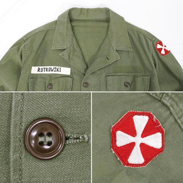 画像3: 50's US.ARMY コットンサテン ユーティリティシャツ "1st 前期型" (3)