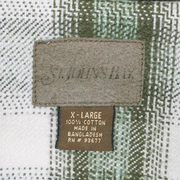 画像2: Late 90's ST JOHN'S BAY ヘビーネルシャツ "Green Omble Plaid" (2)