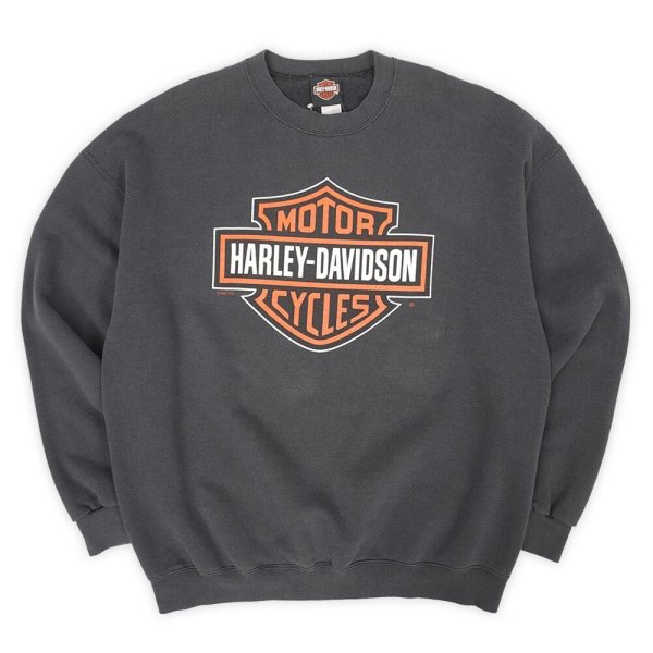 画像1: Early 00's HARLEY-DAVIDSON 両面プリント スウェット "FADE BLACK" (1)