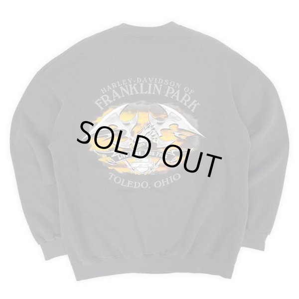 画像2: Early 00's HARLEY-DAVIDSON 両面プリント スウェット "FADE BLACK" (2)