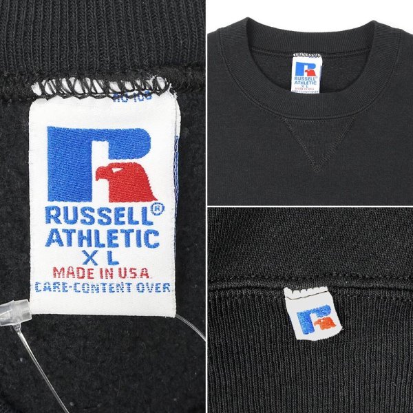 画像2: 90's RUSSELL カレッジプリントスウェット "MADE IN USA / BLACK" (2)