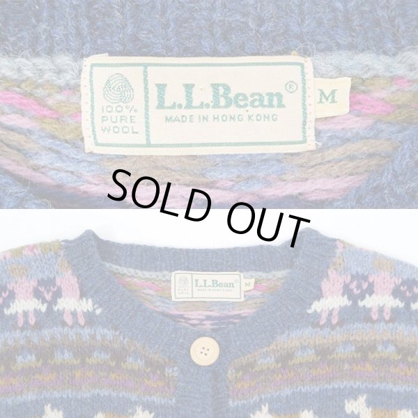 画像3: 90's L.L.Bean 総柄 ウールニット カーディガン (3)