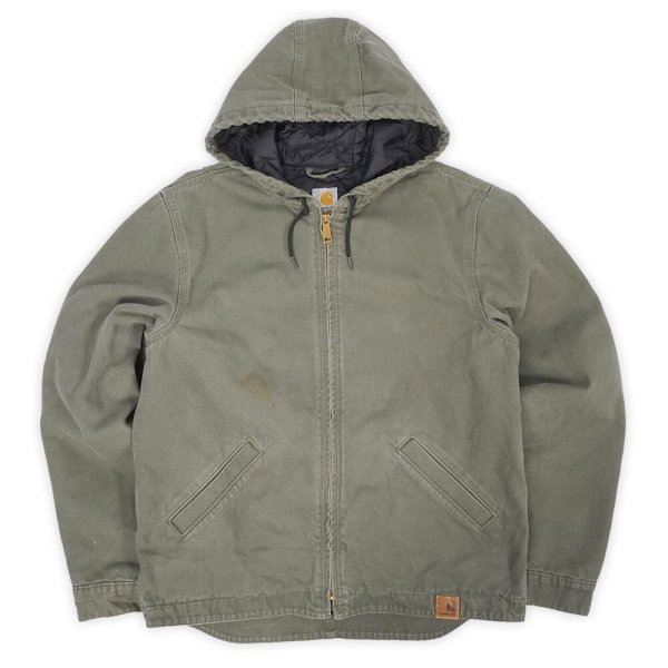 画像1: 00's Carhartt キルティングライナー ダックフーディージャケット (1)