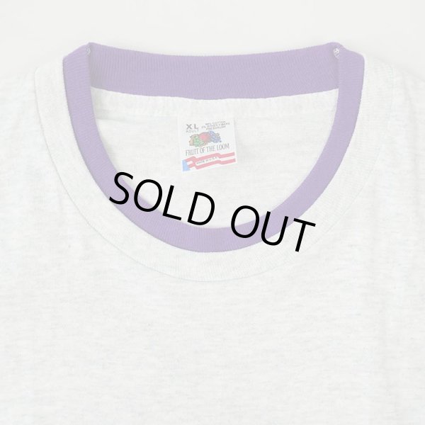 画像3: 90's Fruit of the loom フェイクレイヤードTシャツ "DEADSTOCK / OATMEAL × PURPLE" (3)