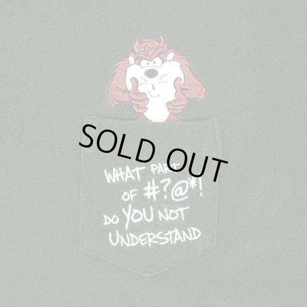 画像3: Early 00's Looney Tunes キャラクター刺繍 ポケットTシャツ "Tasmanian Devil" (3)