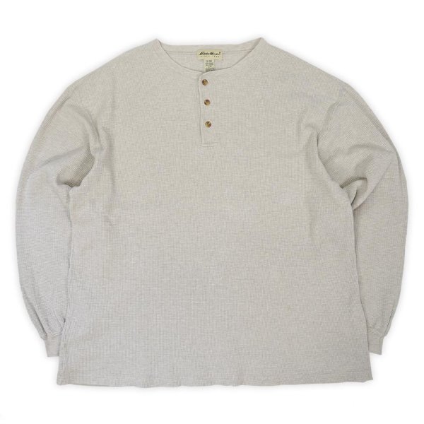 画像1: 90's Eddie Bauer ヘンリーネック サーマルカットソー (1)