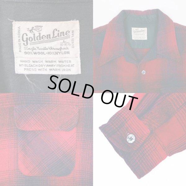 画像3: 60-70's Golden Line オンブレチェック柄 オープンカラーウールシャツ (3)