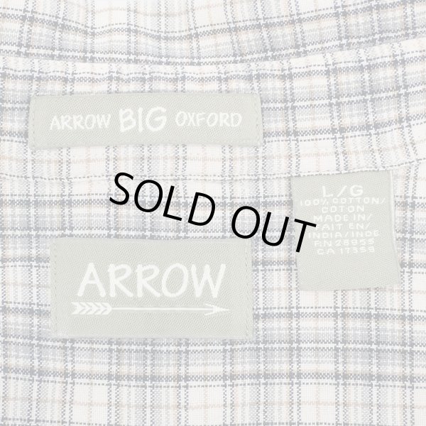 画像2: 90-00's ARROW ボタンダウンシャツ "BIG OXFORD / Gray×Beige Plaid" (2)
