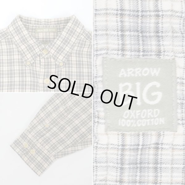 画像3: 90-00's ARROW ボタンダウンシャツ "BIG OXFORD / Gray×Beige Plaid" (3)