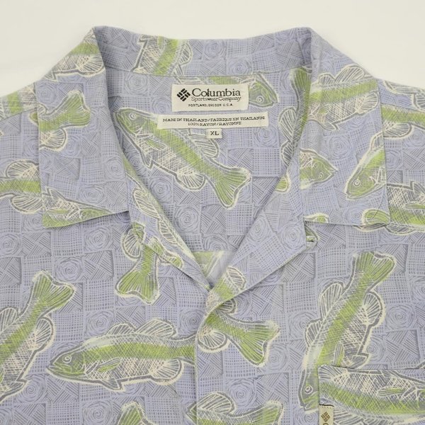 画像3: Early 00's Columbia 総柄 S/S オープンカラーレーヨンシャツ (3)