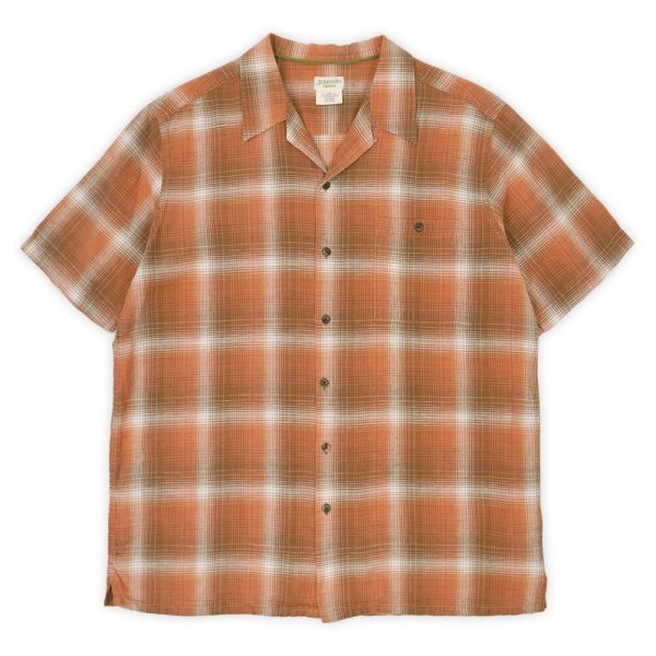 画像1: 00's ST JOHN'S BAY S/S オープンカラーシャツ "Orange Ombre Plaid" (1)