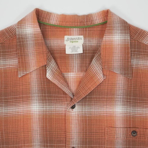 画像3: 00's ST JOHN'S BAY S/S オープンカラーシャツ "Orange Ombre Plaid" (3)