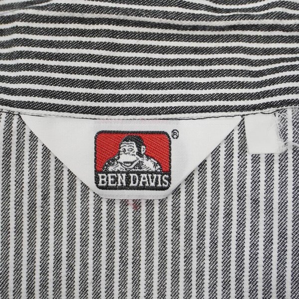 画像2: 00's BEN DAVIS ハーフジップ ワークシャツ "BLACK×WHITE" (2)