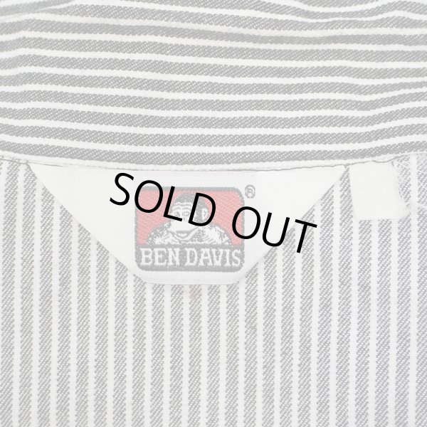 画像2: 00's BEN DAVIS ハーフジップ ワークシャツ "BLACK×WHITE" (2)