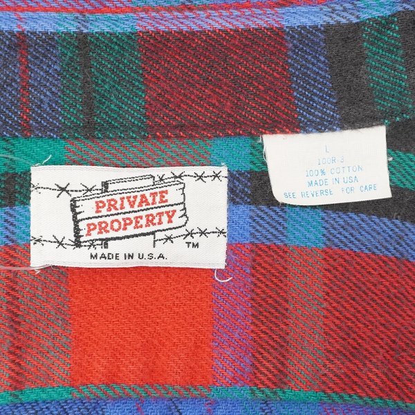 画像2: 80's PRIVATE PROPERTY ヘビーネルシャツ "MADE IN USA / Red × Black Plaid" (2)