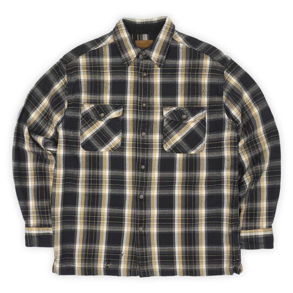 画像1: Late 90s ST JOHN'S BAY ヘビーネルシャツ "Black Ombre Plaid" (1)