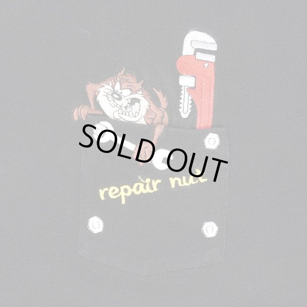 画像3: Late 90's Looney Tunes キャラクター刺繍 ポケットTシャツ "Tasmanian Devil" (3)