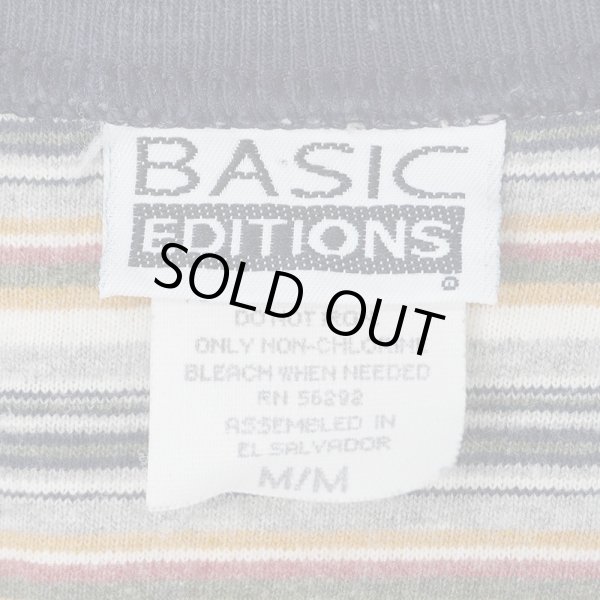 画像2: 90's BASIC EDITIONS マルチボーダーTシャツ (2)