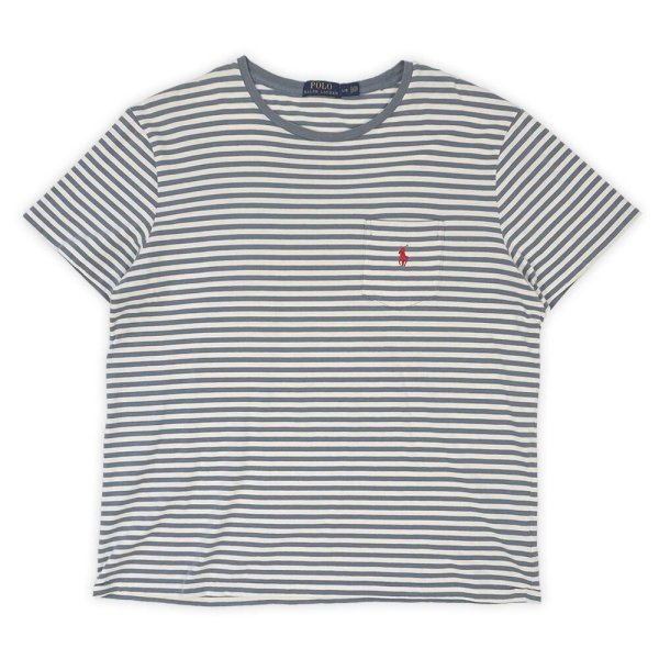 画像1: 00's Polo Ralph Lauren ボーダー ポケットTシャツ "Blue Gray×White" (1)