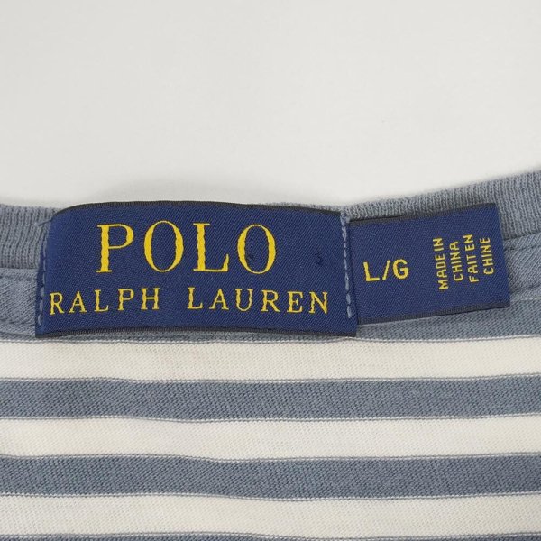 画像2: 00's Polo Ralph Lauren ボーダー ポケットTシャツ "Blue Gray×White" (2)