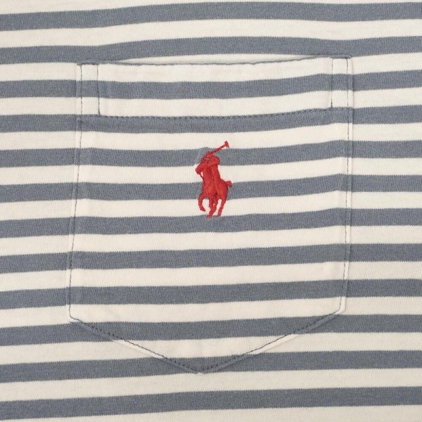 画像3: 00's Polo Ralph Lauren ボーダー ポケットTシャツ "Blue Gray×White" (3)