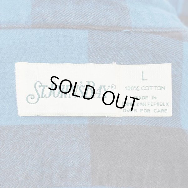 画像2: 90's ST.JOHN'S BAY ヘビーネルシャツ "Blue × Black Plaid" (2)