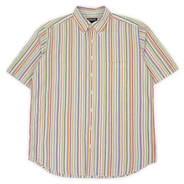 画像1: 90-00's LANDS' END S/S シアサッカーボタンダウンシャツ (1)