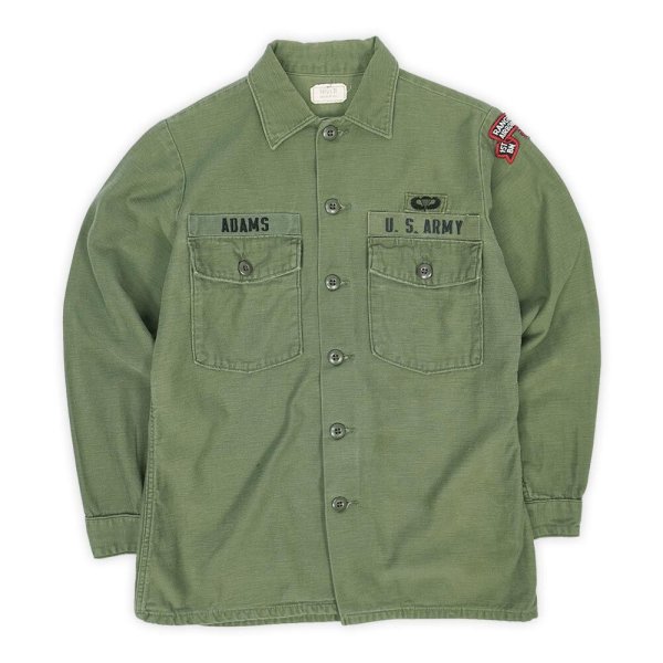 画像1: 70's US.ARMY コットンサテン ユーティリティーシャツ "size14 1/2×31" (1)