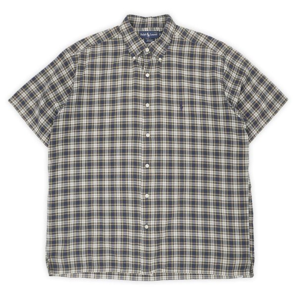 画像1: 90's Polo Ralph Lauren S/S ボタンダウンシャツ “GREGGOR / Navy Plaid” (1)