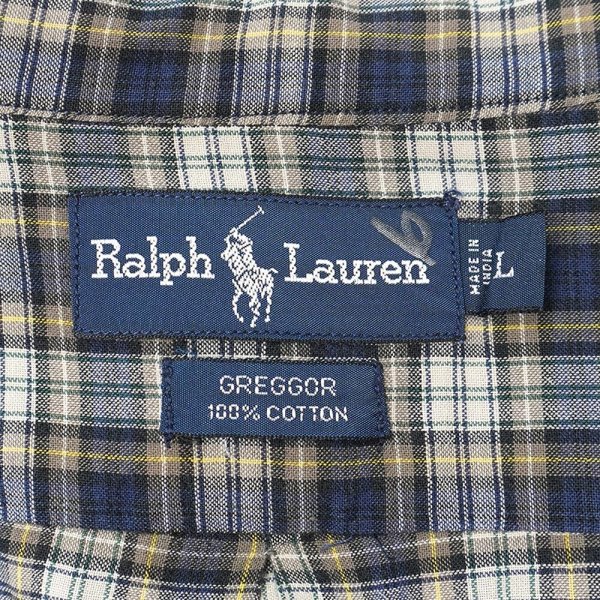画像2: 90's Polo Ralph Lauren S/S ボタンダウンシャツ “GREGGOR / Navy Plaid” (2)