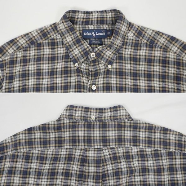 画像3: 90's Polo Ralph Lauren S/S ボタンダウンシャツ “GREGGOR / Navy Plaid” (3)