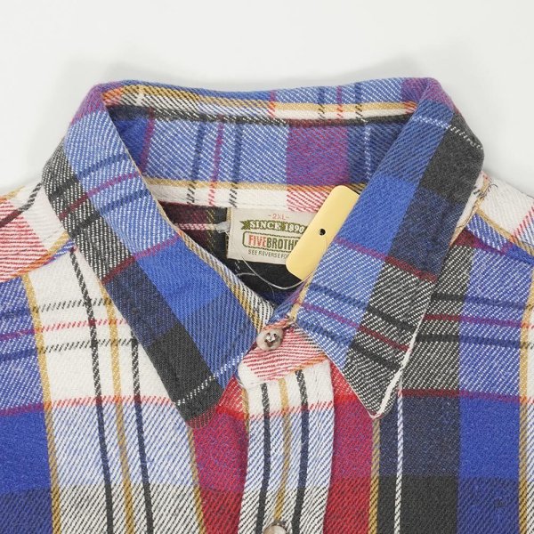 画像4: 90's FIVE BROTHER ヘビーネルシャツ "MADE IN USA" (4)