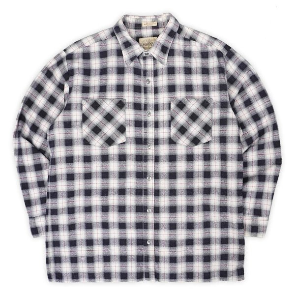 画像1: 80's SAUGATUCK プリントネルシャツ "Navy Ombre Plaid" (1)