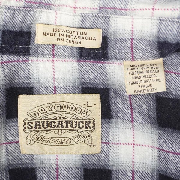 画像2: 80's SAUGATUCK プリントネルシャツ "Navy Ombre Plaid" (2)