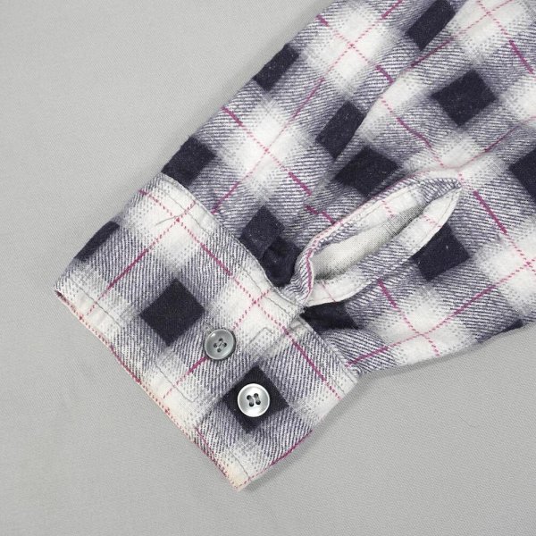 画像4: 80's SAUGATUCK プリントネルシャツ "Navy Ombre Plaid" (4)