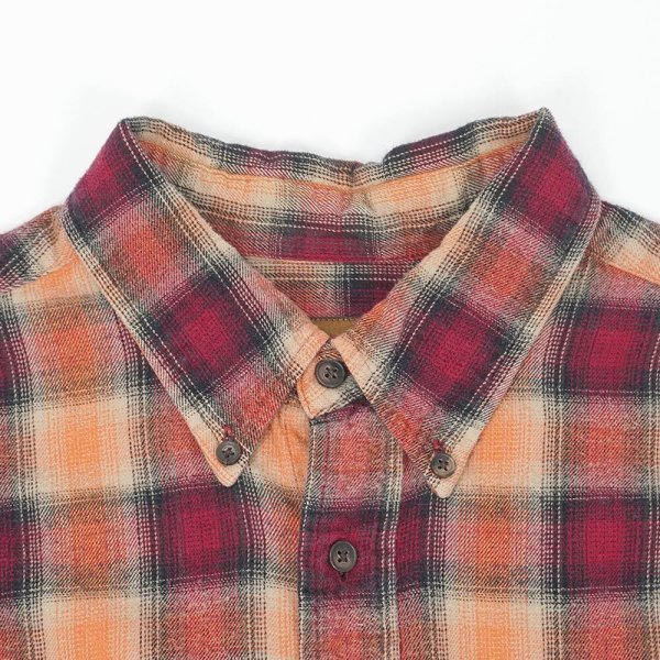 画像3: 90-00's ST.JOHN'S BAY フランネルボタンダウンシャツ "Red×Orange Ombre Plaid" (3)