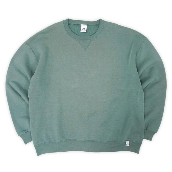 画像1: 00's RUSSELL 前V ブランクスウェット "FADE GREEN" (1)