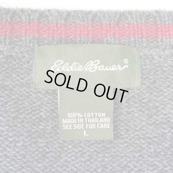 画像2: 00's Eddie Bauer リブライン コットンニット (2)