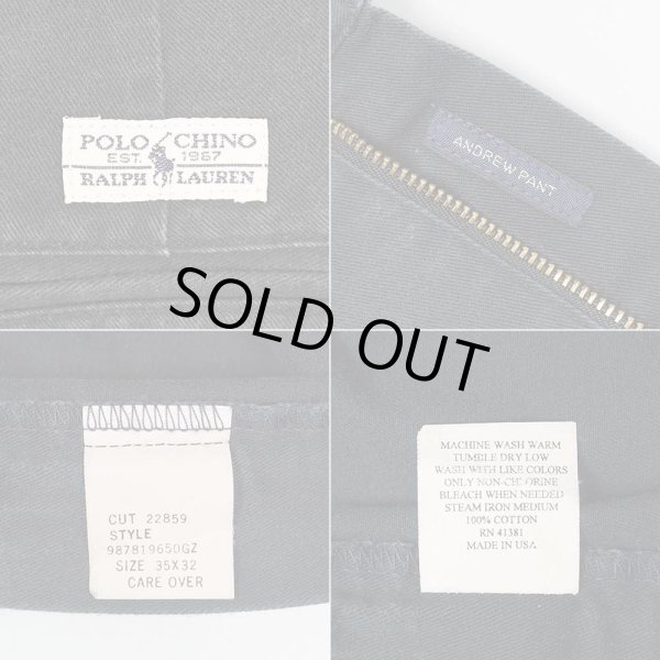 画像3: 90's Polo Ralph Lauren 2タック チノトラウザー "ANDREW PANT / BLACK / MADE IN USA" (3)