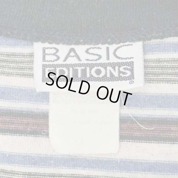 画像2: 90's BASIC EDITIONS ヘンリーネック マルチボーダーTシャツ (2)