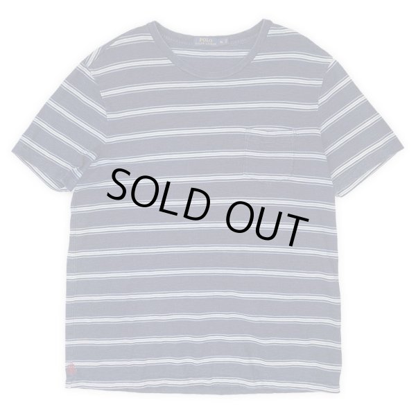 画像1: 00's Polo Ralph Lauren マルチボーダー ポケットTシャツ “Indigo Dye” (1)