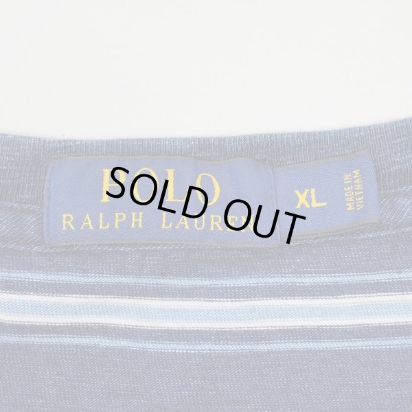 画像2: 00's Polo Ralph Lauren マルチボーダー ポケットTシャツ “Indigo Dye” (2)