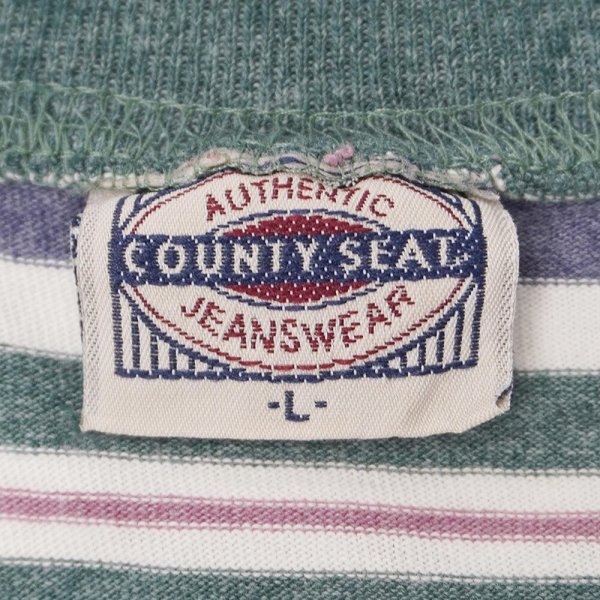 画像2: 90's COUNTY SEAT マルチボーダーTシャツ "MADE IN USA" (2)