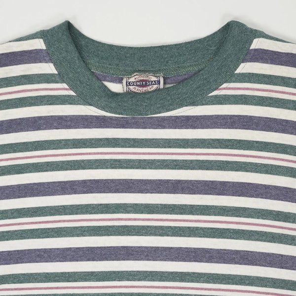 画像3: 90's COUNTY SEAT マルチボーダーTシャツ "MADE IN USA" (3)