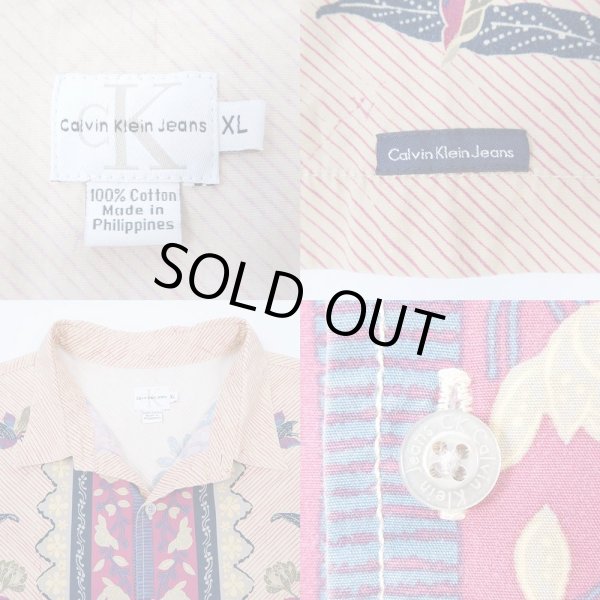 画像3: 90's Calvin Klein S/S 総柄 コットンシャツ (3)