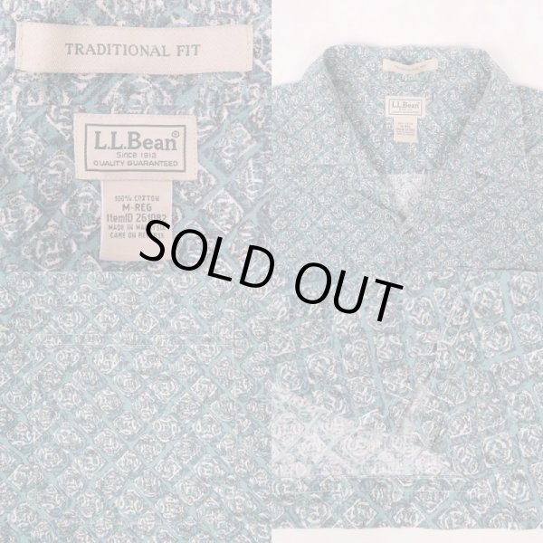 画像3: 00's L.L.Bean 総柄 オープンカラーシャツ "GREEN" (3)