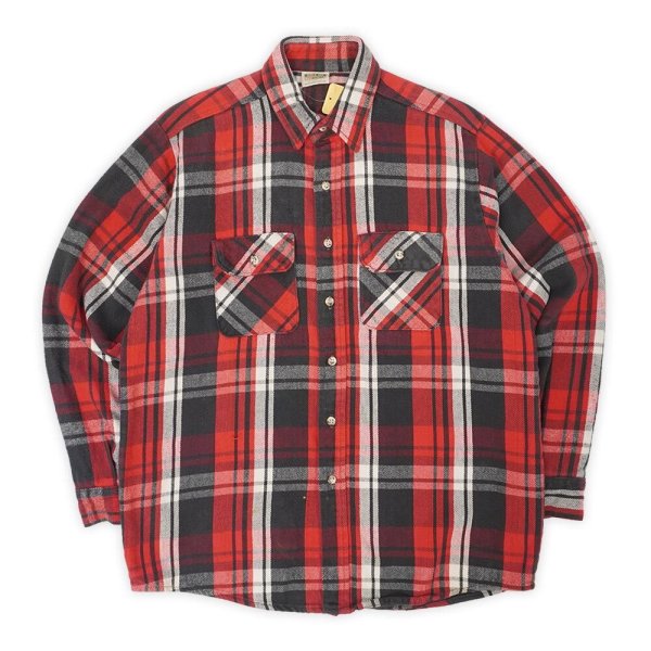 画像1: 90's FIVE BROTHER ヘビーネルシャツ "Red Plaid" (1)