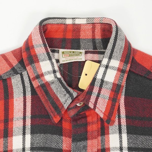 画像3: 90's FIVE BROTHER ヘビーネルシャツ "Red Plaid" (3)