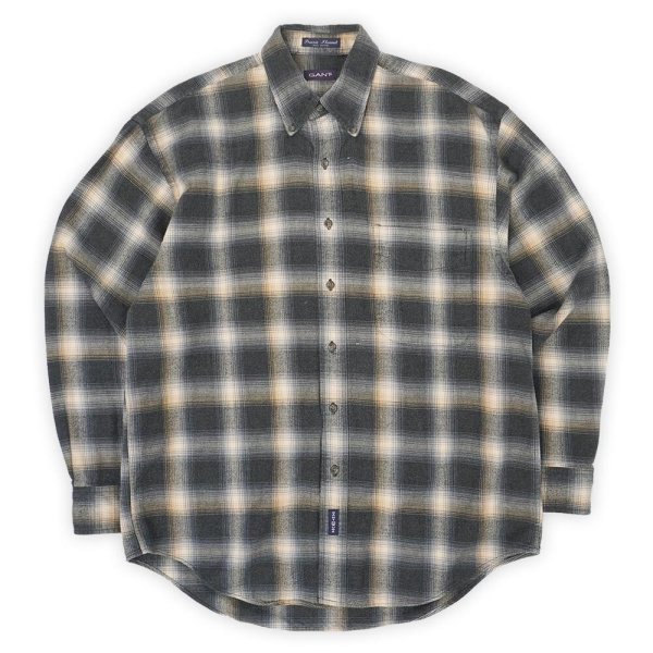 画像1: 90's GANT フランネル ボタンダウンシャツ "Navy Ombre Plaid" (1)